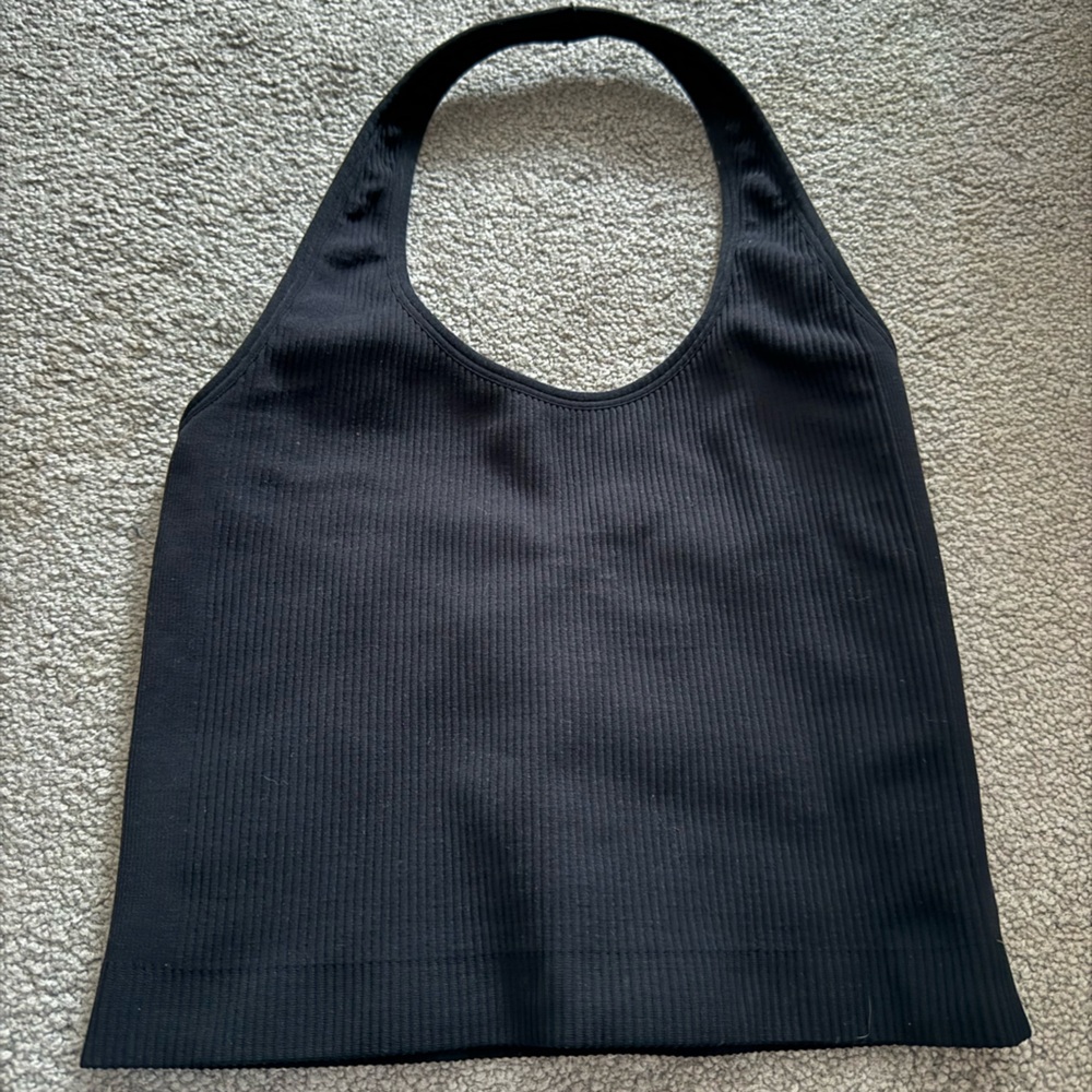 Vuori Black Ribbed Halter Tank